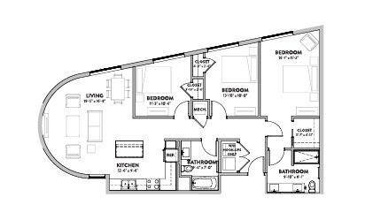 Florencia - 3 bedroom floorplan layout with 2 bath and 1328 square feet